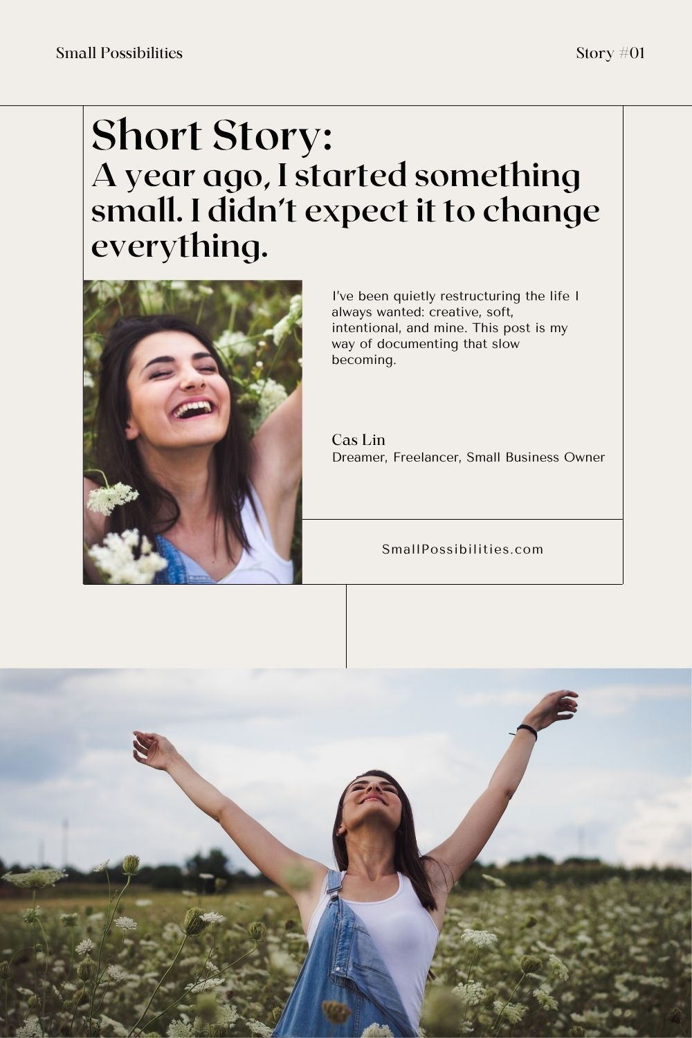 A year ago, I started with a quiet hope and a messy heart.
I didn’t have a roadmap — just a name, a feeling, and the sense that maybe I was allowed to try. This photo feels like that moment finally landing in my chest. A full circle breath.

Small Possibilities wasn’t just a brand name — it was a lifeline.